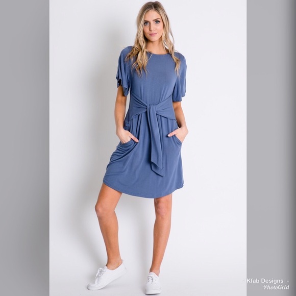 🥰LAST 1! 💕Tie Front Flutter Sleeve Pocket Dress! - Picture 8 of 8